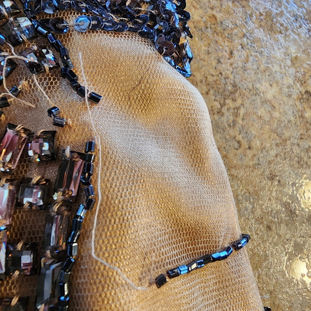 Sherri Hill Nude and Black Beaded Halter Prom Dress - Picture 5 of 16
